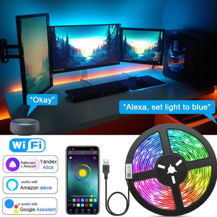 Smart WiFi LED Strip Lights Music Sync High Brightness RGB 5050, No Tools Required, App Control Alexa Google