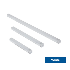 Three white LED light strips on a white background with a 'White' label.