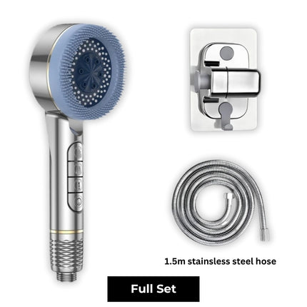 Filtered Handheld Shower – High Pressure 4-in-1 Spray (Silver)